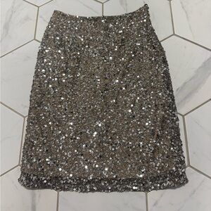 Scala Sequins Skirt Silver/Bronze Size 2